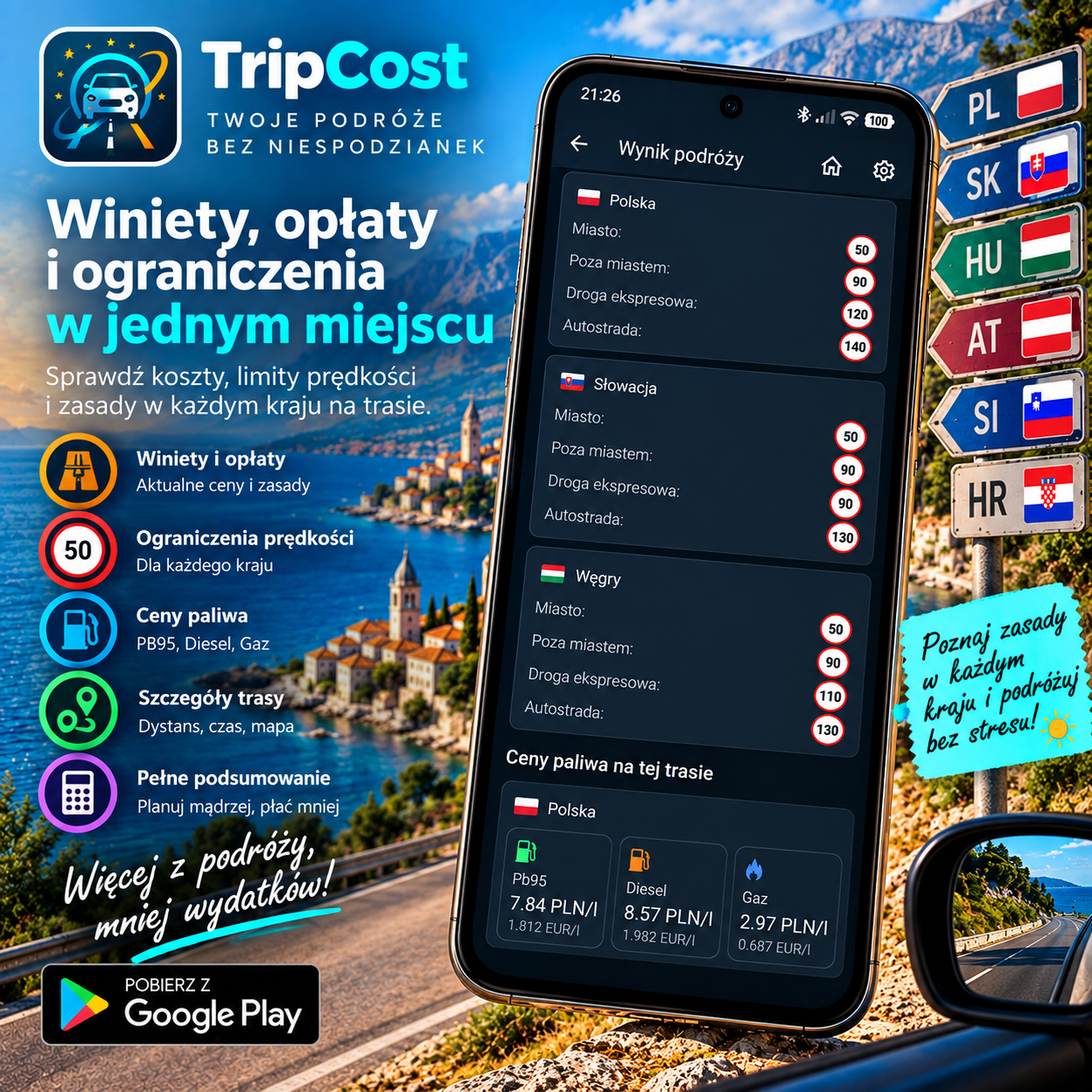 TripCost — winiety, myta i opłaty autostradowe