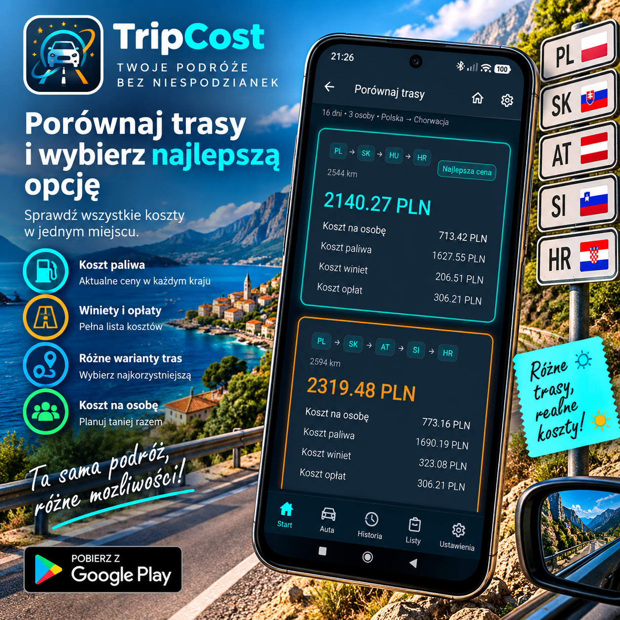 TripCost — porównanie tras i wyjazdów